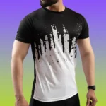 Black & White Splash Sublimated Quick Dry T-Shirt