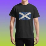 Vintage Look Classic T Shirt With Scotland Flag